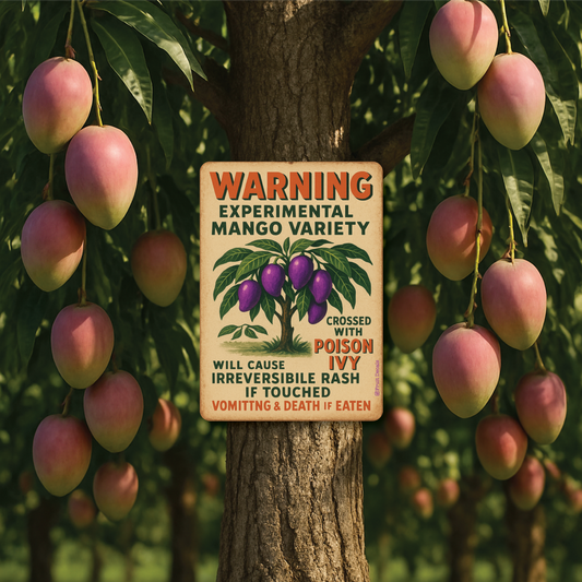 Metal Sign, The Mangos on this tree are poisonous…