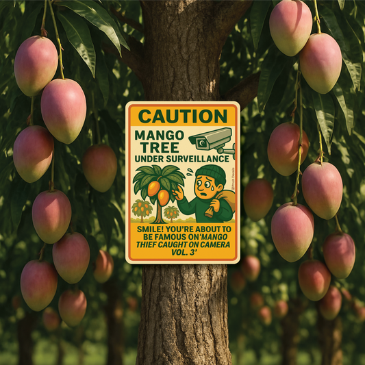 Metal Sign, Caution Mango Treee under surveillance...