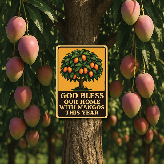 Metal Sign, God Bless our Home with Mangos 2...