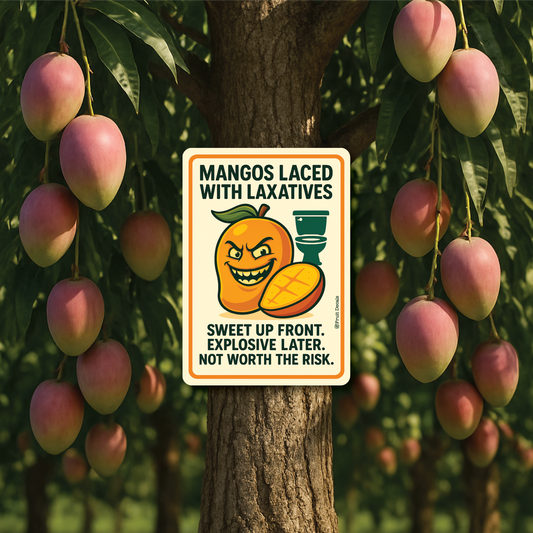 Metal Sign, Mangos Laced with Laxatives...