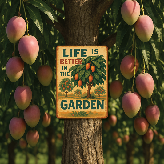 Metal Sign, Life is Better in the Garden... Mango