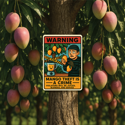 Metal Sign, Warning Mango Theft is a Crime...