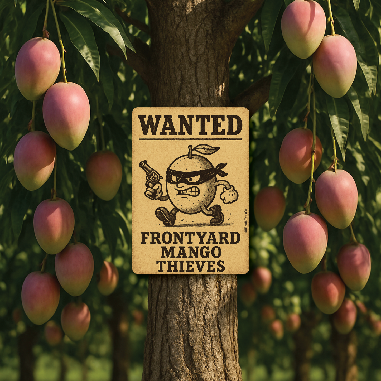 Metal Sign, Wanted, front yard mango...